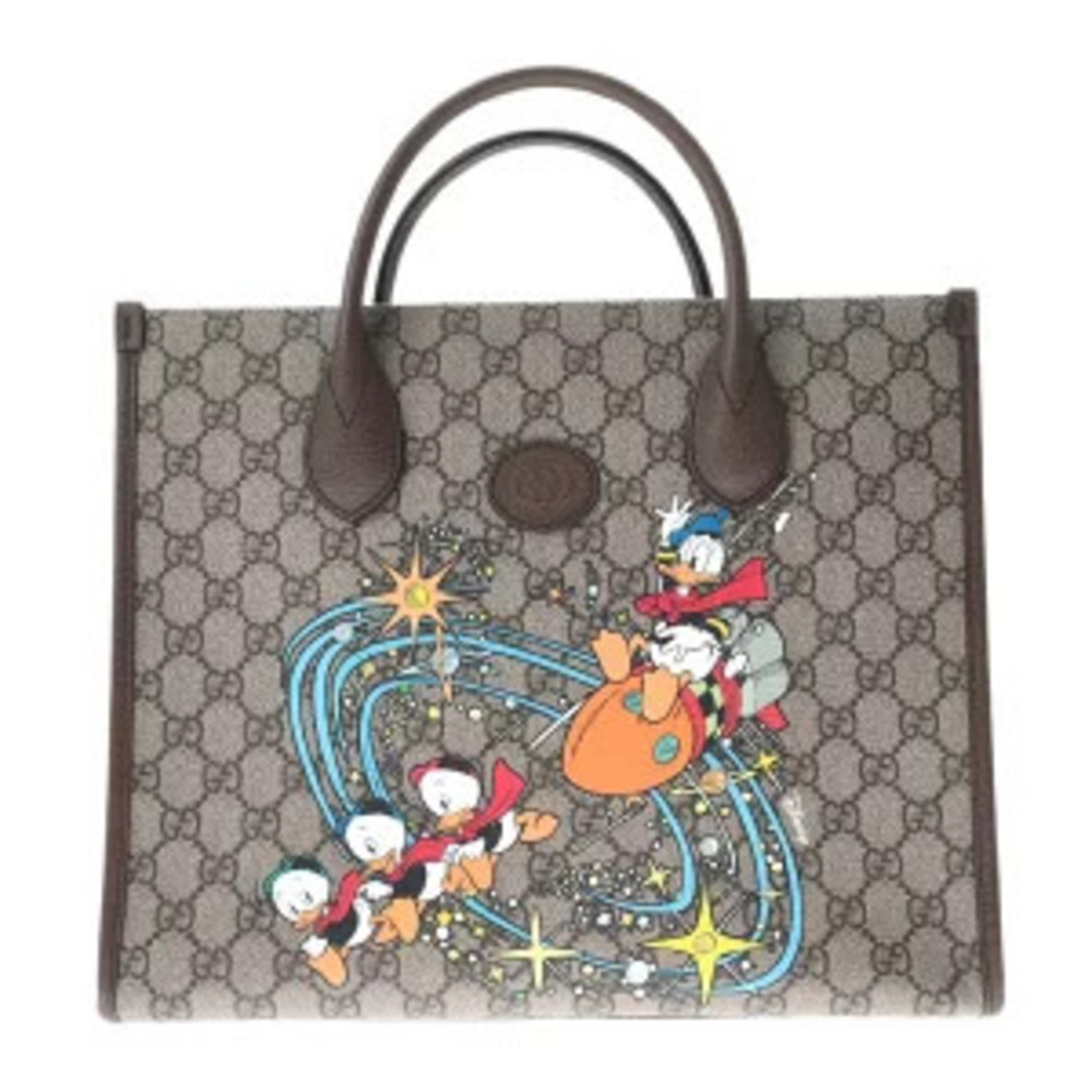 Gucci Disney Donald Duck Tote Bag Beige GG Supreme Canvas Handbag
